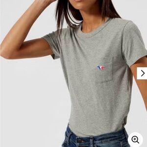 Maison Kitsune tri color grey pocket tee size S